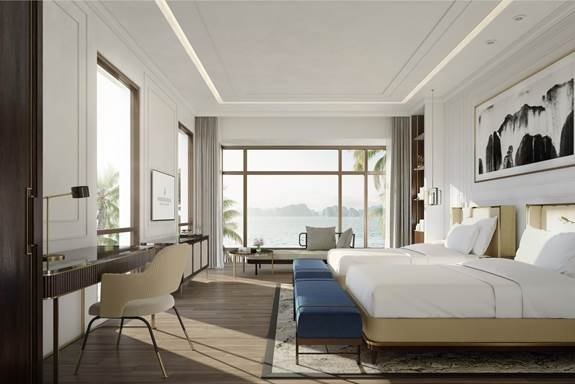 Phối cảnh phòng ngủ trong biệt thự Beach Villa.