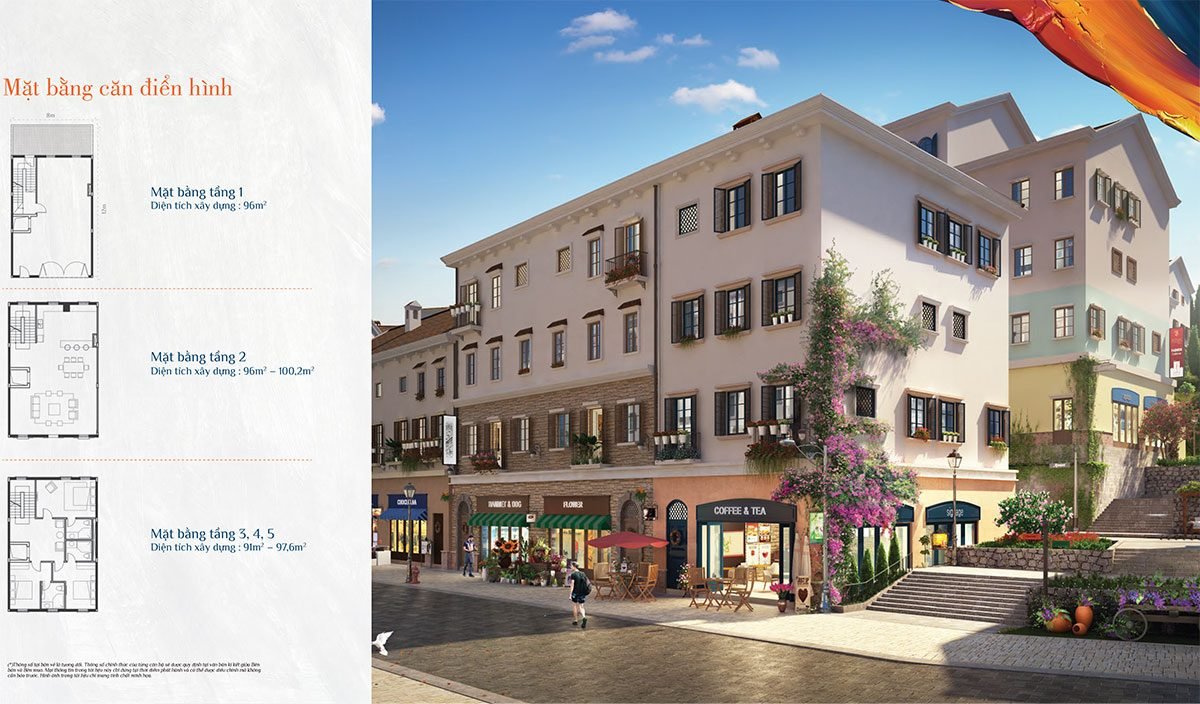 Sun Premier Village Primavera Mặt bằng tầng điển hình căn Shophouse Sun Premier Village Primavera.